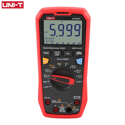 Multímetro Digital Profesional UNI-T UT61E/UT61D/UT61B - Test Capacitancia DC/AC 1000V (60mF/220mF), True RMS, Auto Rango