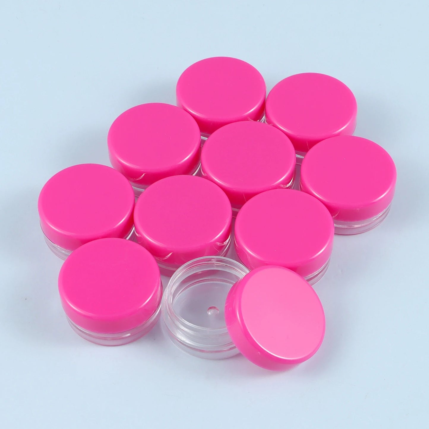 Mini Caja Plástico Redonda Translúcida para Almacenamiento Embalaje Joyería (3x1.5cm, A Prueba Polvo, Durable) (Lote 10 Unidades)
