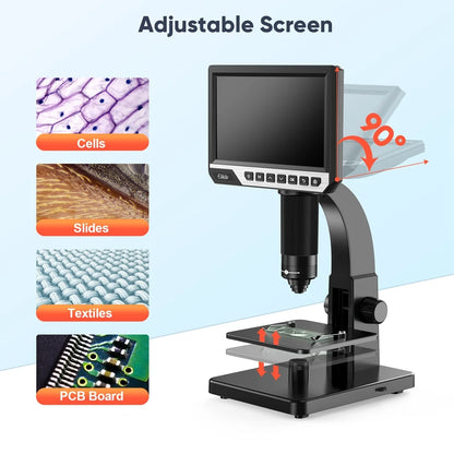 Elikliv EDM11S Digital Microscope 2000X 7" IPS 12MP 1080P Lab Biological Microscope Camera Dual Lens With Remote Control
