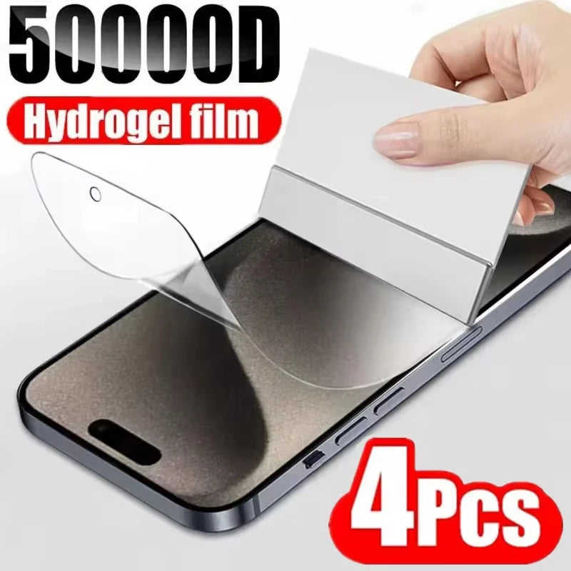 Film Hidrogel Suave Protector Pantalla Silicona para iPhone 7/8/15 Plus / X/XR/XS / 11-16 Pro Max / 12/13 Mini (Pack 4 Unidades)