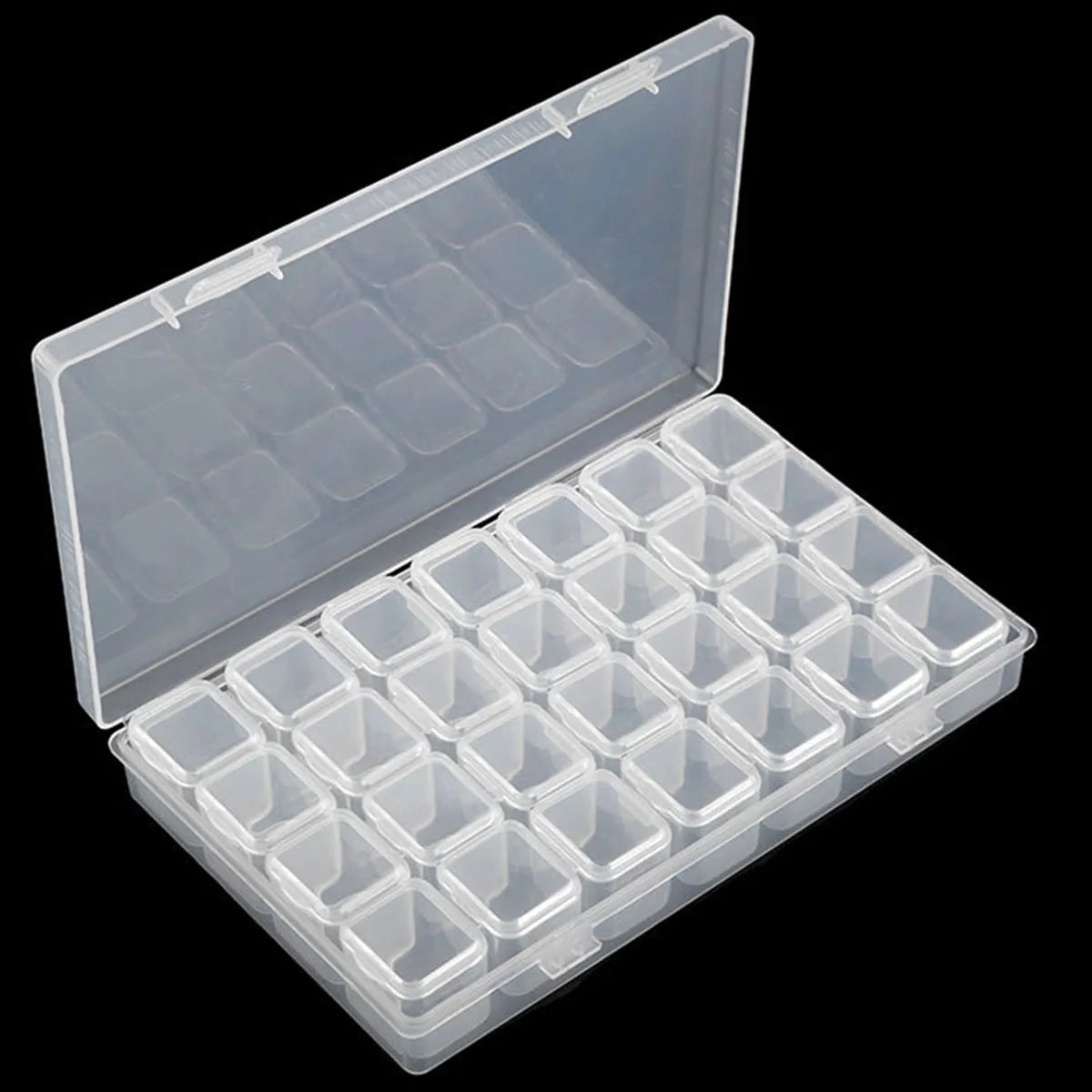 Caja Almacenamiento Plástico Organizador 28/32/48/56/64 Ranuras para Cuentas Pintura Diamante/Joyería/Accesorios DIY (1 Unidad)