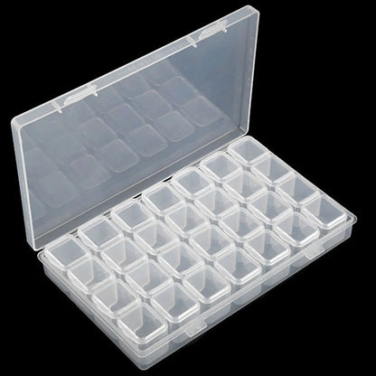 Caja Almacenamiento Plástico Organizador 28/32/48/56/64 Ranuras para Cuentas Pintura Diamante/Joyería/Accesorios DIY (1 Unidad)