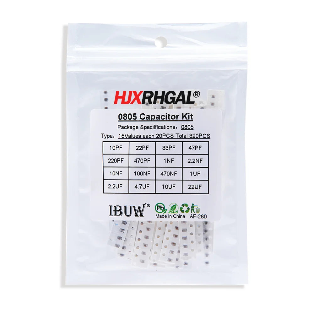 Kit Surtido Capacitores Cerámicos SMD 0603/0805/1206 - 16 Valores x 20 Unidades (Total 320 Piezas)