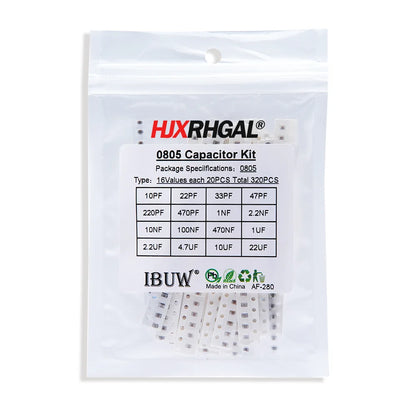 Kit Surtido Capacitores Cerámicos SMD 0603/0805/1206 - 16 Valores x 20 Unidades (Total 320 Piezas)