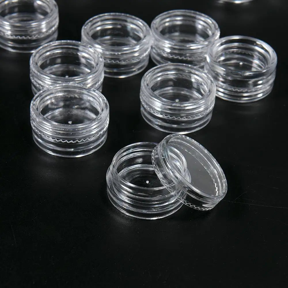 Caja Almacenamiento Plástico Transparente Redonda Pequeña para Joyería/Cuentas/Maquillaje (Set 50 Unidades)