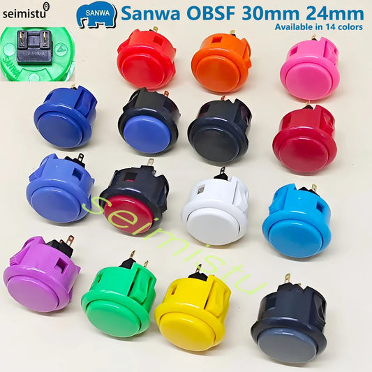 Botón Pulsador Arcade Sanwa OBSF-30 / OBSF-24 (24mm/30mm) Switch Reemplazo Nintendo/MAME/Raspberry Pi (1 Unidad)