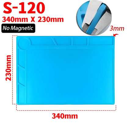 Alfombrilla Silicona ESD Aislante Térmica Resistente Calor para Soldadura Reparación Computadora/Teléfono (Kit Mantenimiento)