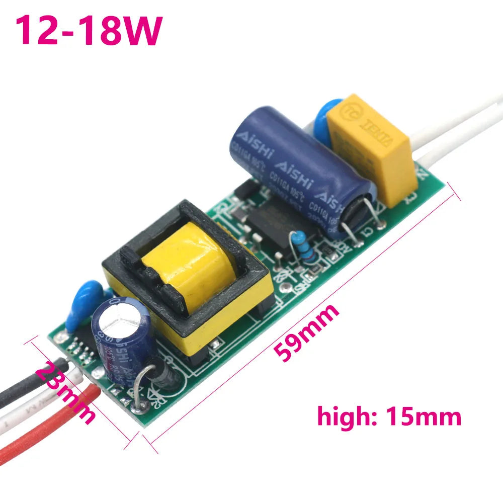 Driver LED Aislado Bicolor (3 Pines, 300mA) 3W / 4-7W / 8-12W / 12-18W Fuente Alimentación Iluminación (1 Unidad)