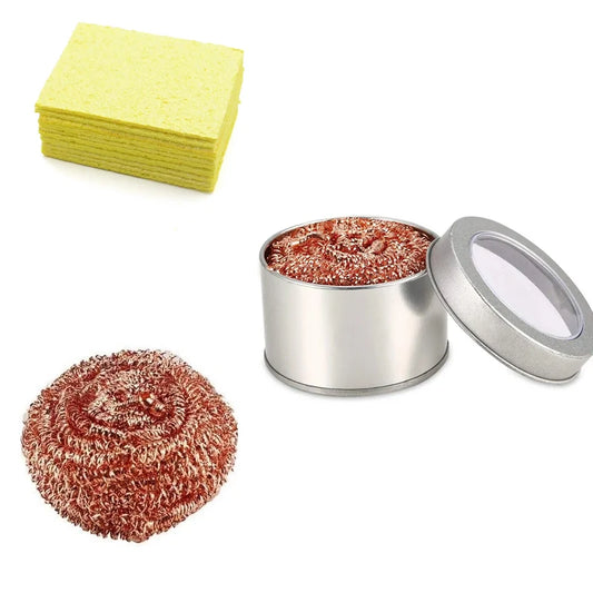 Bola Limpieza Malla Metálica Cobre para Punta Cautín Soldador (Filtro Limpiador Boquilla, Caja Escoria)