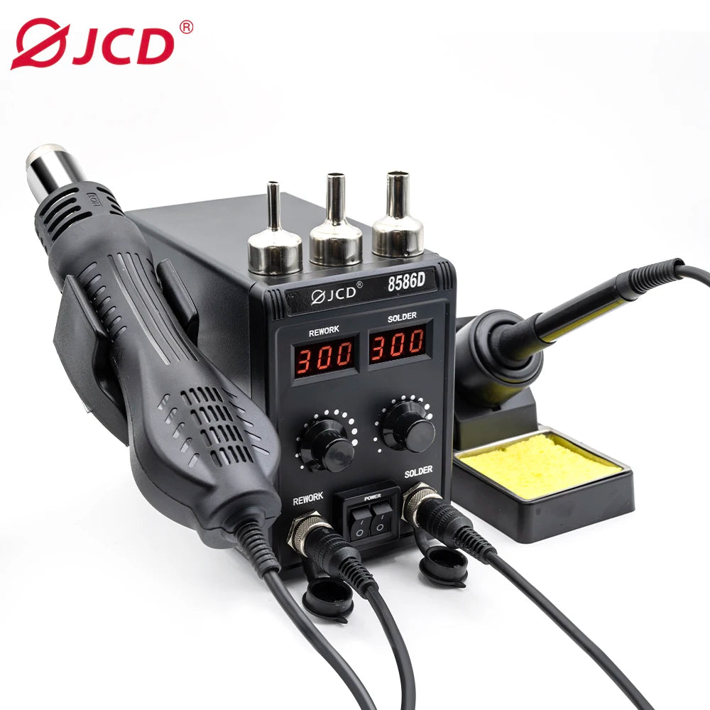 JCD 8586D Soldering Station 2 IN 1 750W Hot Air Gun LCD Dual Digital Display Electric Soldering Iron SMD Welding Rework Station