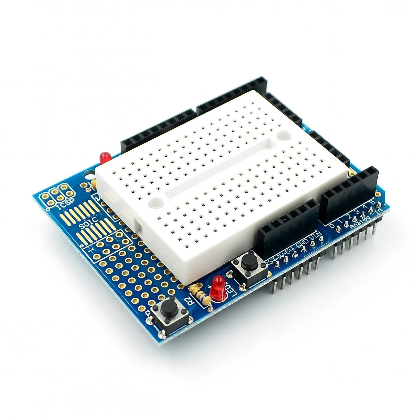 Placa Desarrollo UNO R3 (ATMEGA328P, CH340/ATEGA16U2) compatible Arduino con Cable + Placa Expansión Proto Shield R3