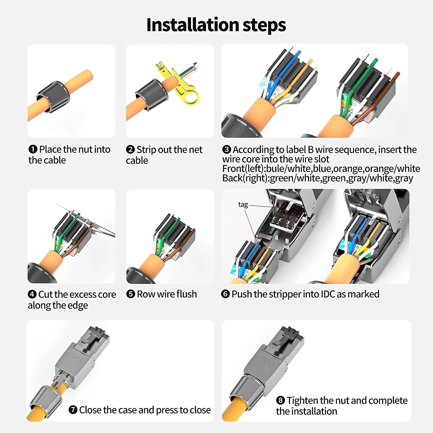 Conector RJ45 Industrial ZoeRax (Cat8/Cat7/Cat6a) Tool-Free Blindado Terminación Modular (1 Unidad)