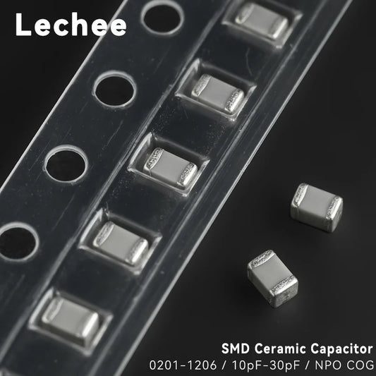 Capacitor Cerámico SMD NPO/C0G (10pF-30pF, 50V, 0201-1206) - Pack 100 Unidades (Valores Surtidos)