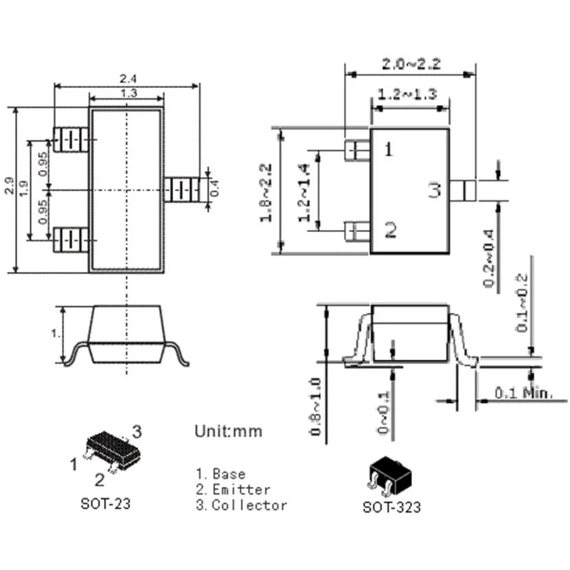 MOSFET Canal-N SI2300 SMD SOT-23 30V 3.6A - Lote 100 Piezas
