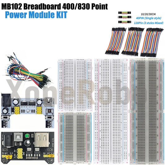 MB-102 MB102 Breadboard 400 830 Point 65 Jumper Wires Solderless PCB Bread Board Test Develop DIY for Arduino Power Module