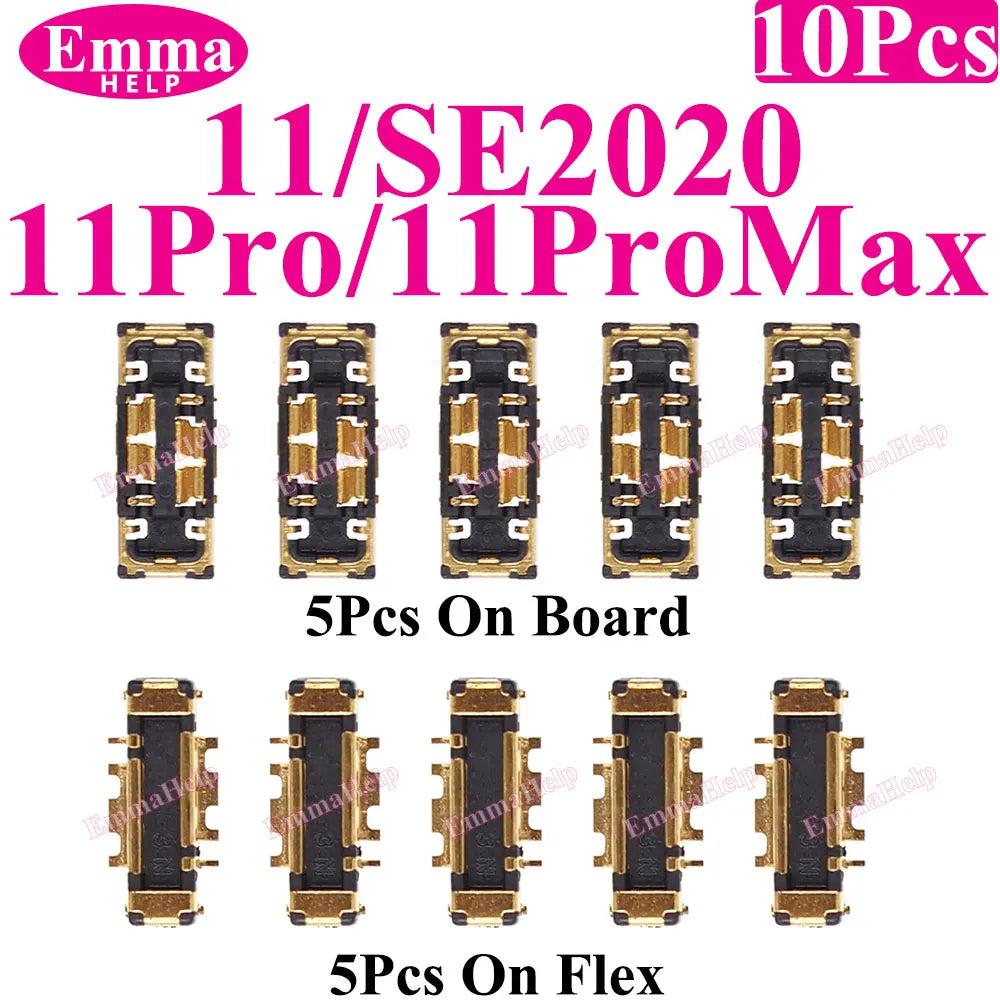 Conector FPC Batería Interno (Clip Placa) para iPhone 8/X/XS/XR/11/12/13/14/15/16 Pro Max/Plus (10 Unidades)