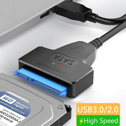 Cable Adaptador SATA III (22 Pines) a USB 3.0/2.0 (Hasta 6 Gbps) para Disco Duro HDD/SSD Externo 2.5"
