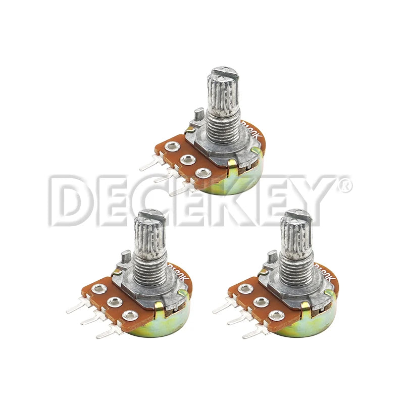 10PCS WH148 15mm 3pin Linear Potentiometer With Nuts And Washers 1K 2K 5K 10K 20K 50K 100K 250K 1M Potentiometers Kit
