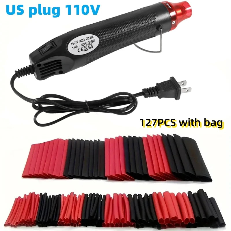 Kit Tubo Termoretráctil 2:1 (127/164/328/560 Piezas) con/sin Pistola Aire Caliente (EU/US 110V/220V) Aislante Cable