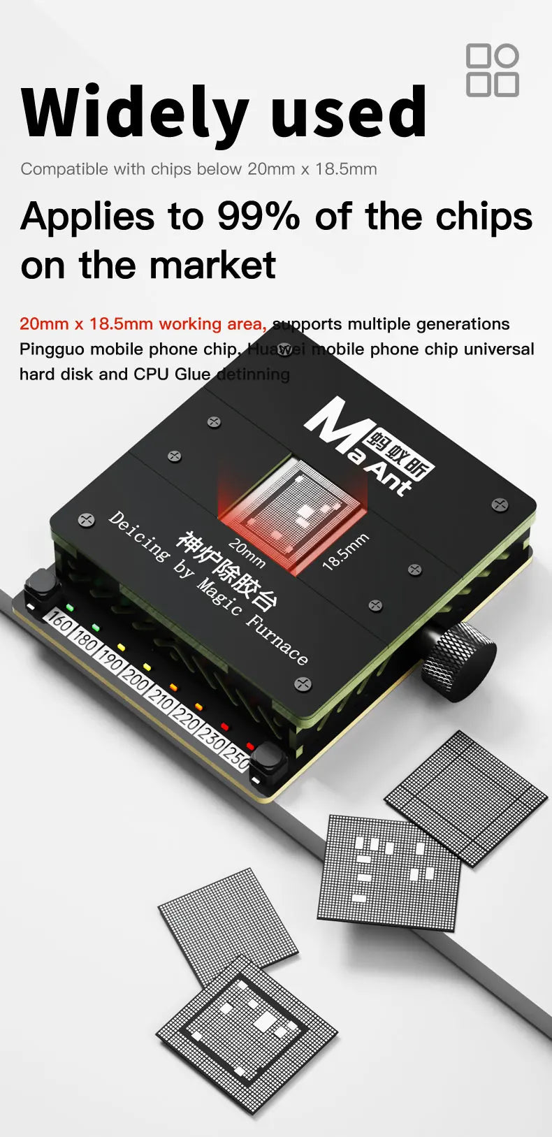 MaAnt SL-2 Preheating Platform Constant Temperature BGA Glue Removing Station for iPhone Android CPU NAND Flash IC Chips Repair