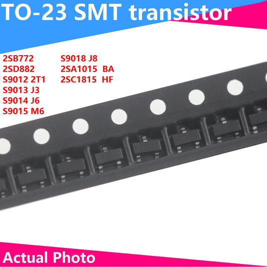 Transistor SMD SOT-23 - Varios Tipos Comunes (2SB772, S901x, 2SA1015, etc.) - Lote 50/100 Piezas