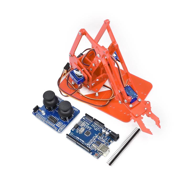 Kit Garra Brazo Robot Manipulador Mecánico Acrílico 4-DOF (Desarmado, para SG90/MG90S) Arduino STEAM