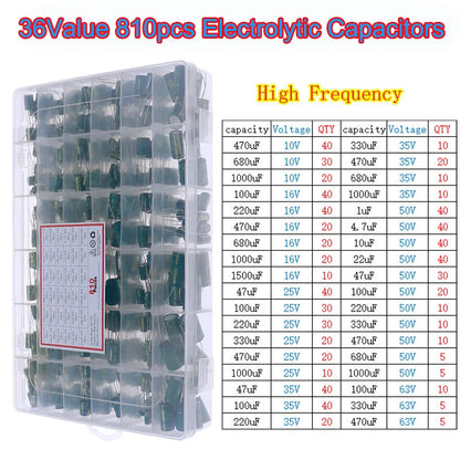 Kit Surtido Capacitores Electrolíticos DIP/SMD (0.1uF-1500uF, 16V-400V)