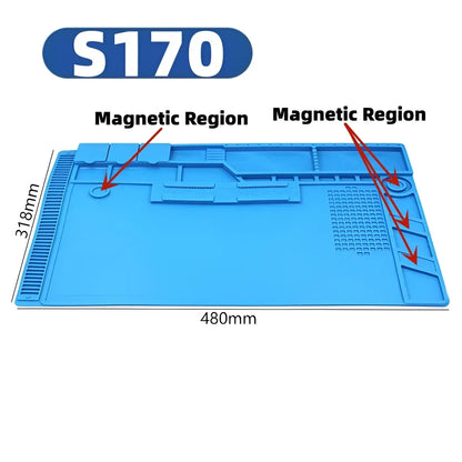 Alfombrilla Trabajo Silicona ESD Aislante Resistente Calor para Estación Soldadura Reparación Teléfono Kit Herramientas Plataforma Escritorio