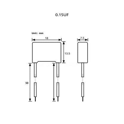 Capacitor Seguridad X2 (0.1uF-0.47uF, 275V AC) con Cable Flexible - Pack 5 Unidades (Valores Surtidos)