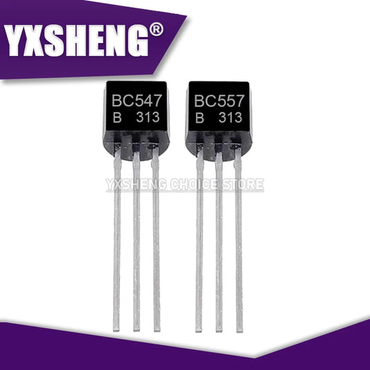 Kit Transistores NPN BC547B + PNP BC557B TO-92 (50 de c/u, Total 100 Piezas)