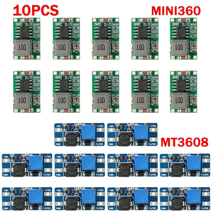 Lote 10 Pcs Mini Convertidor Buck DC-DC MINI360 + Módulo Boost MT3608 DC-DC Ajustable