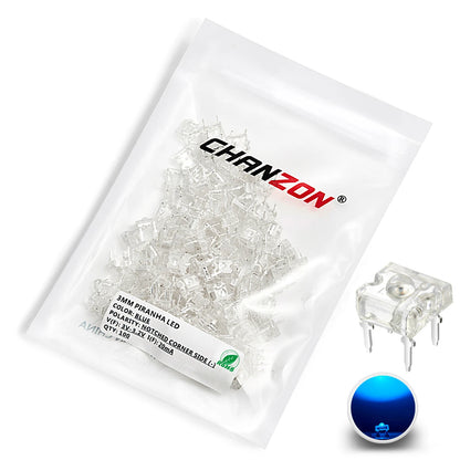 100pcs 3mm LED Piranha Light Emitting Diode Lamp White Red Green Blue Yellow Bright Color 3V Indicator DIY DIP PCB Circuit Bulb