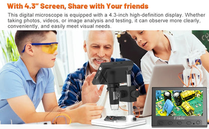 Elikliv EDM43 1080P Digital Microscope 4.3" IPS Screen Microscopes 1000x Entire Coin View Soldering Microscopio for PC Laptop