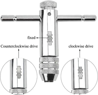Llave Macho Manual Ajustable Mango T con Ratchet/Fresa para Roscar M3/M4/M5/M6/M8 Métrico