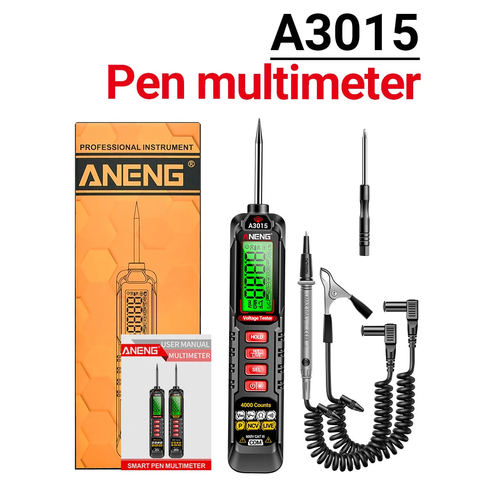 Lápiz Tester Voltaje Digital ANENG HA3015 (4V-600V) - 4000 Cuentas, Inteligente para Electricista/Automotriz