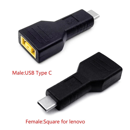 Adaptador Convertidor USB-C Hembra PD a Plug Cuadrado (Slim Tip) para Laptop Lenovo Thinkpad 45W