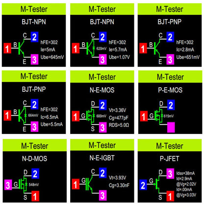 Tester Transistor LCR Multifunción (TC1/T7) - Pantalla TFT, Medidor Diodo, Triodo, Capacitor, Resistencia (MOSFET/NPN/PNP/TRIAC)