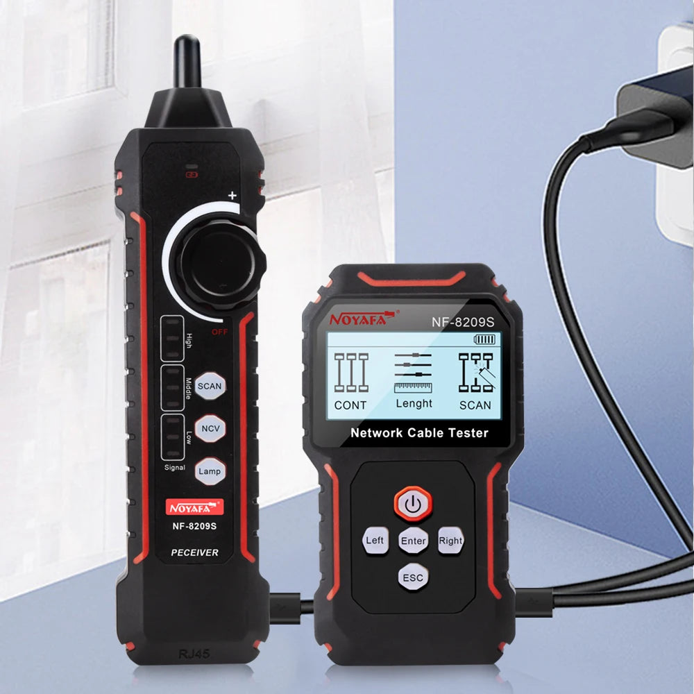 Rastreador Cable Red Noyafa NF-8209S - Tester LAN (Mide Longitud, Wiremap) con Display LCD
