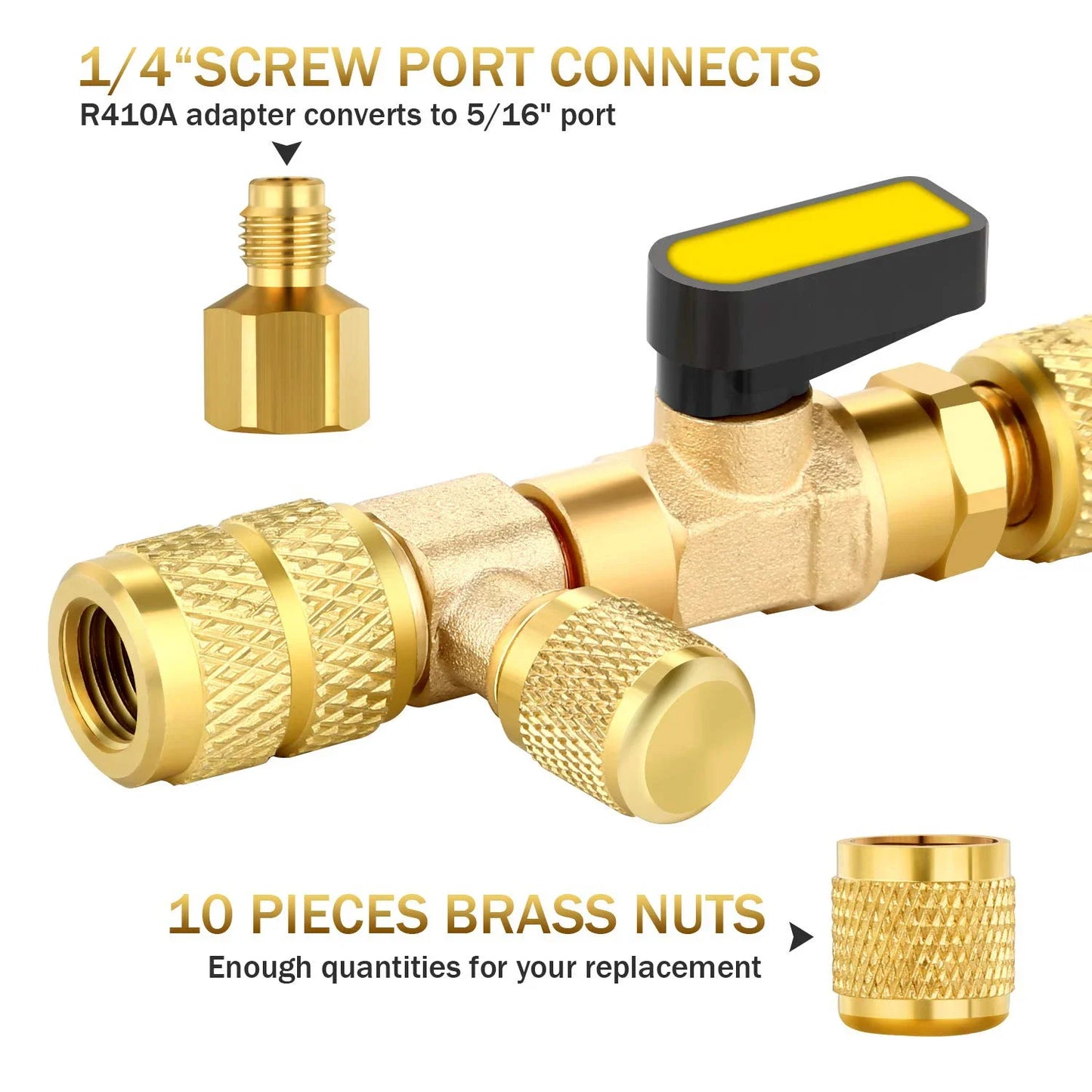 Kit Herramienta Instalador/Removedor Núcleo Válvula HVAC con Puerto Doble Tamaño 1/4" y 5/16" para R22/R12/R407/R410/R404/R32/R600