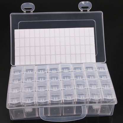 Caja Almacenamiento Plástico Organizador 28/32/48/56/64 Ranuras para Cuentas Pintura Diamante/Joyería/Accesorios DIY (1 Unidad)
