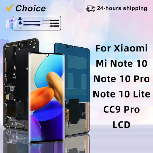 6.47" AMOLED For Xiaomi Note 10 LCD Display Touch Screen Assembly For Xiaomi CC9 Pro Display MI Note 10 Pro Replacement Parts