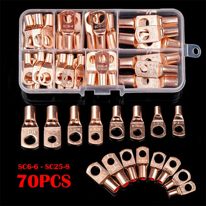 Kit Terminales Anillo Ojal Cobre Estañado (35mm², 60 Terminales) Conectores Cable Desnudo (70/240 Piezas)