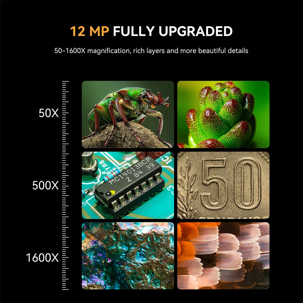 ELIKLIV ERM101 1600X 7" IPS Screen Digital Microscope for Electronics Soldering Microscope With 600℃ Heat Insulation Pad 32G