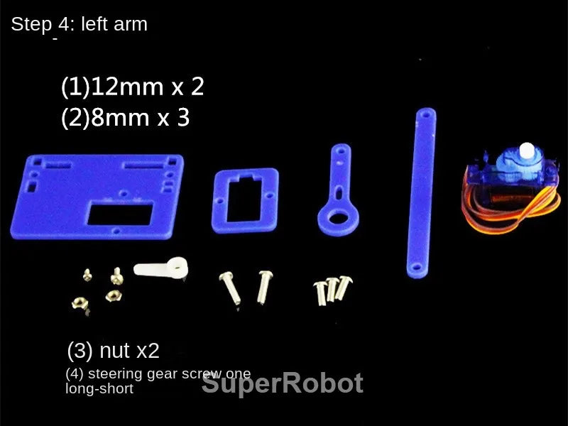 Kit Garra Brazo Robot Manipulador Mecánico Acrílico 4-DOF (Desarmado, para SG90/MG90S) Arduino STEAM