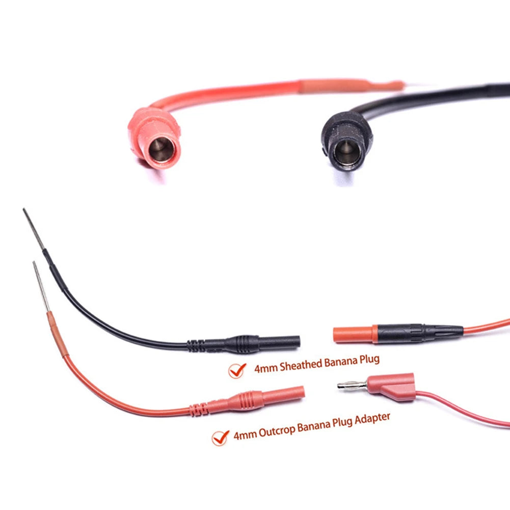 Adaptador Cable Flexible (x2) Banana Hembra 4mm - Sonda Trasera Silicona para Multímetro