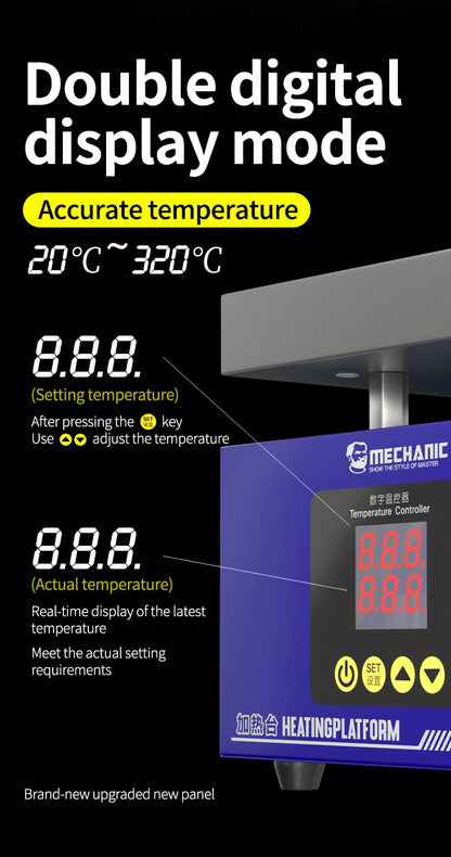 Heating Table MECHANIC HT-10 Smart CNC Constant Temperature Heat Iron Double Digital Display for PCB BGA Preheating Repair Tools