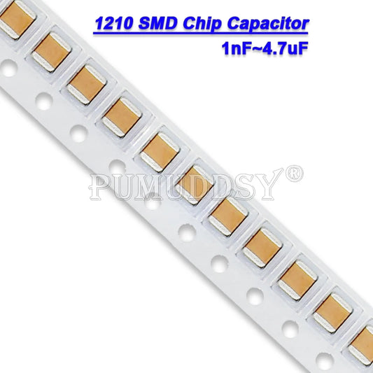 Capacitor Chip SMD 1210 (1nF-100uF, 1kV/2kV, 10V-50V) - Pack 50 Unidades (Valores Surtidos)