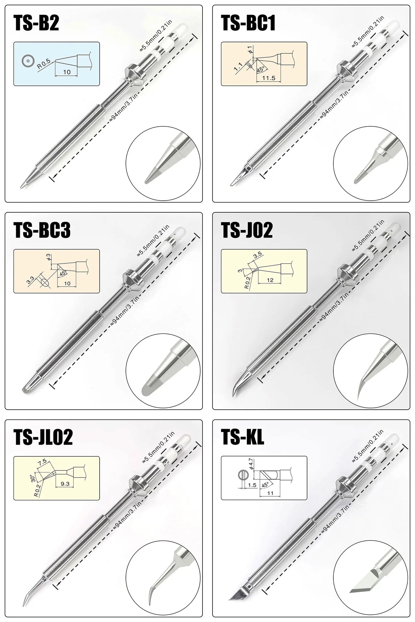 TS101 PINE64 TS100 Electric Soldering Iron Replacement Heater Tips Solder Head Models of Pinecil TS Tip Sting Tin Welding Tool
