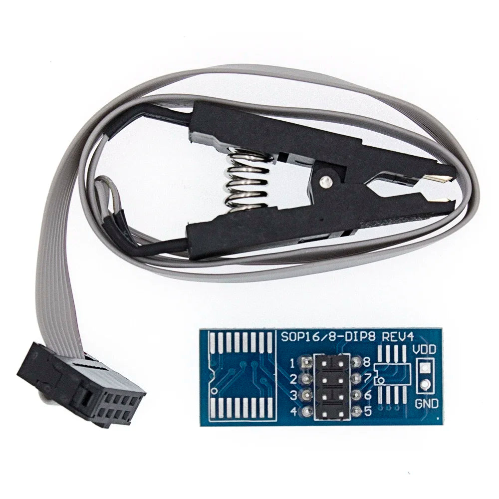 Kit Programador USB CH341A/CH341B 24/25 Series EEPROM Flash BIOS + Clip Test SOIC8/SOP8