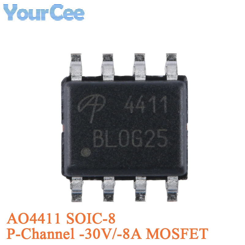 MOSFET Canal-P AO4407A SMD SOIC-8 30V 12A (Opciones AO44xx disponibles) - Lote 5/20 Piezas